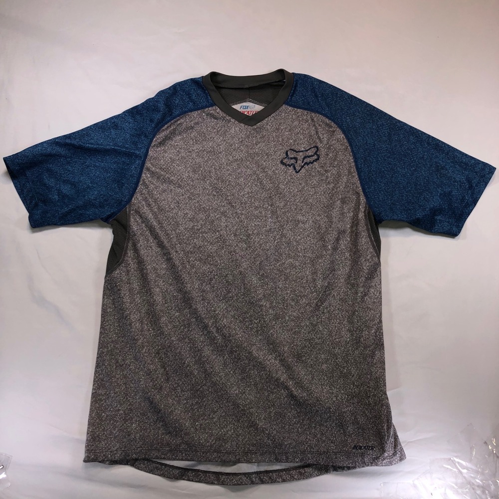 Fox Racing Indicator MTB Jersey Mens Large Gray Blue Short Sleeve Cycling Shirt